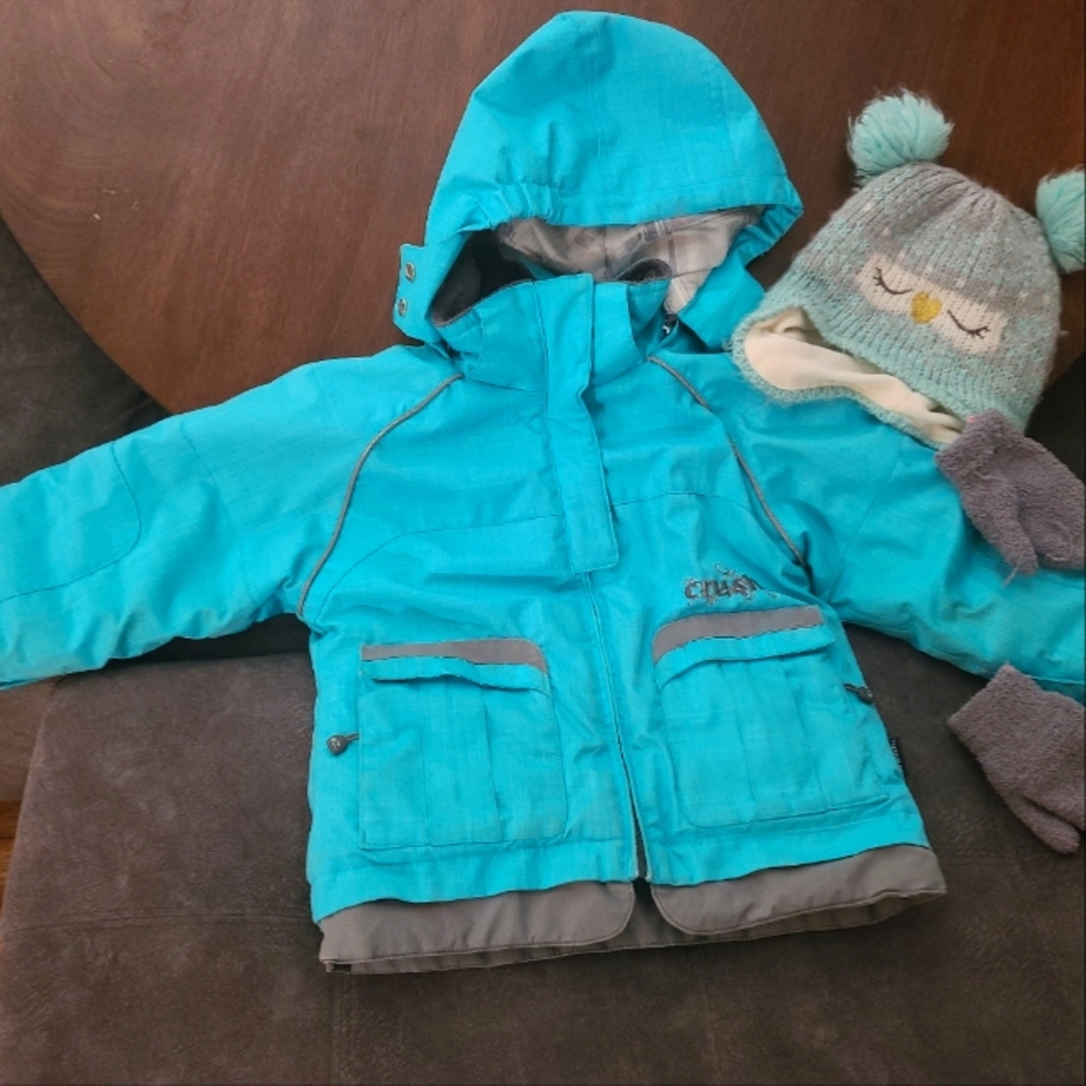 Girls turquoise winter coat 4/5